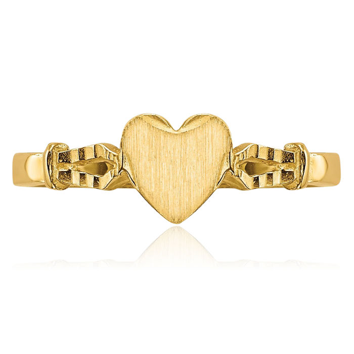 14K Solid Yellow Gold Heart Ring Love Band