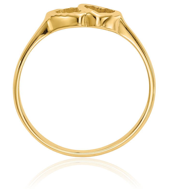 14K Solid Yellow Gold Heart Ring Love Band