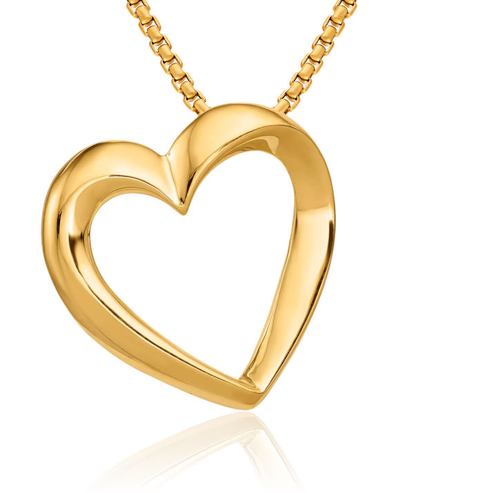 14K Solid Yellow Gold Heart Slide Necklace Chain Pendant Charm