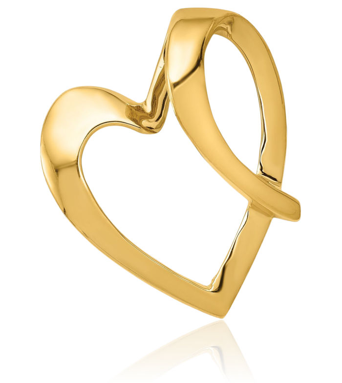 14K Solid Yellow Gold Heart Slide Necklace Chain Pendant Charm