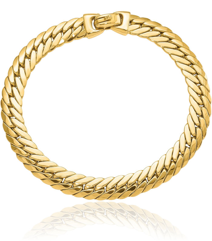 14K Solid Yellow Gold Cubetto Omega Snake Chain Bracelet