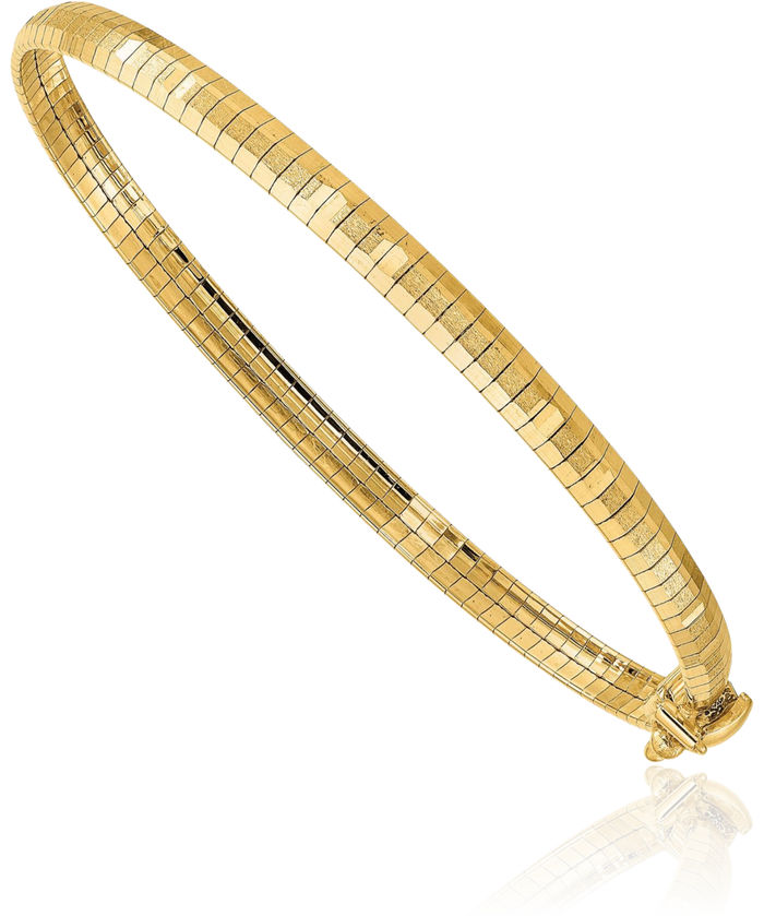 14K Solid Yellow Gold Cubetto Omega Snake Chain Bracelet