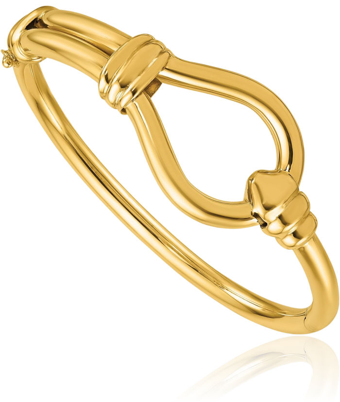 14K Solid Yellow Gold Hoop Bangle Bracelet