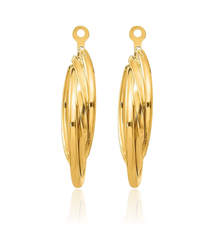 14K Solid Yellow Gold Hoop Earring Jackets for Studs