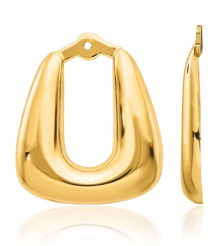 14K Solid Yellow Gold Hoop Earring Jackets for Studs
