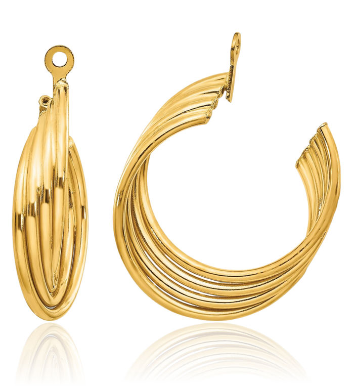 14K Solid Yellow Gold Hoop Earring Jackets for Studs