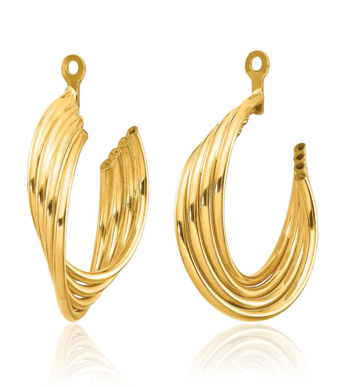 14K Solid Yellow Gold Hoop Earring Jackets for Studs