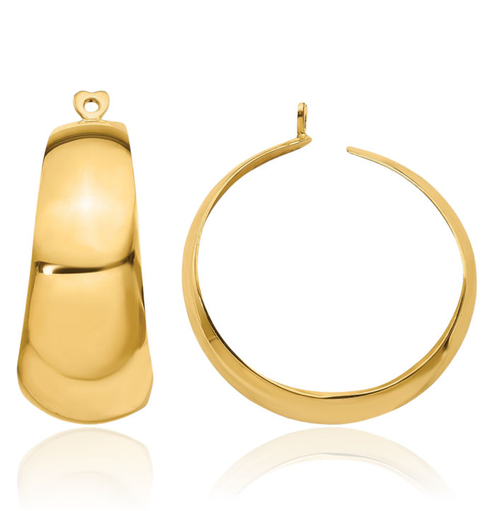 14K Solid Yellow Gold Hoop Earring Jackets for Studs