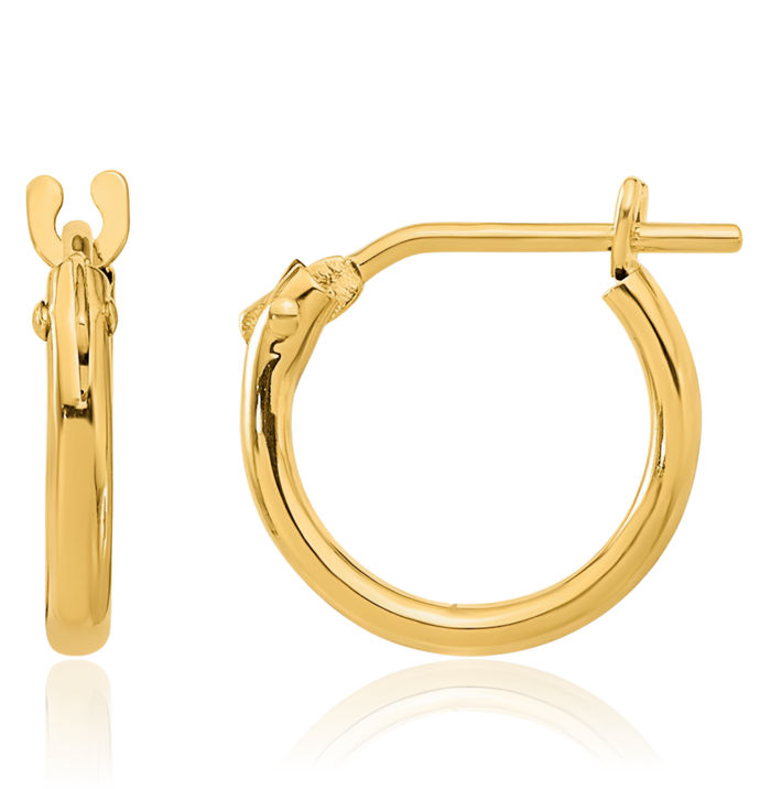 14K Solid Yellow Gold Huggie Mini Hoop Earrings