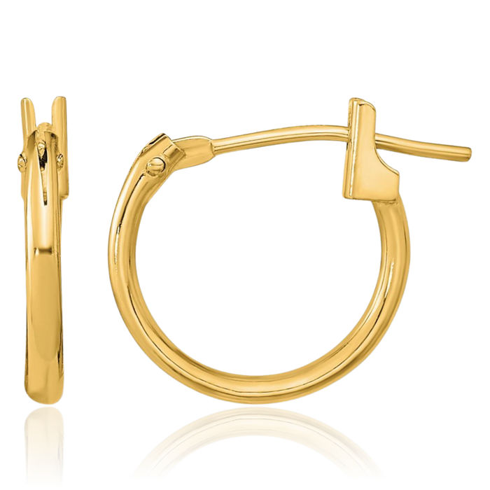 14K Solid Yellow Gold Huggie Mini Hoop Earrings