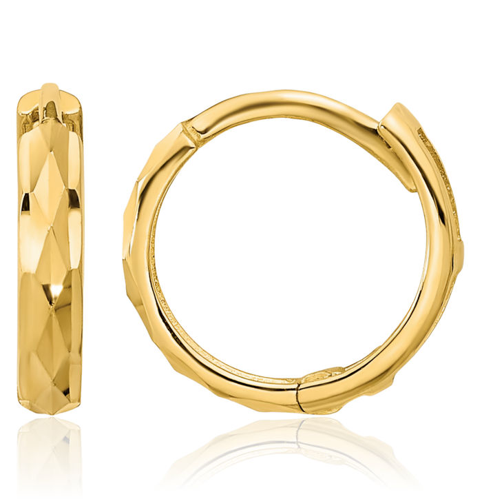 14K Solid Yellow Gold Huggie Mini Hoop Earrings