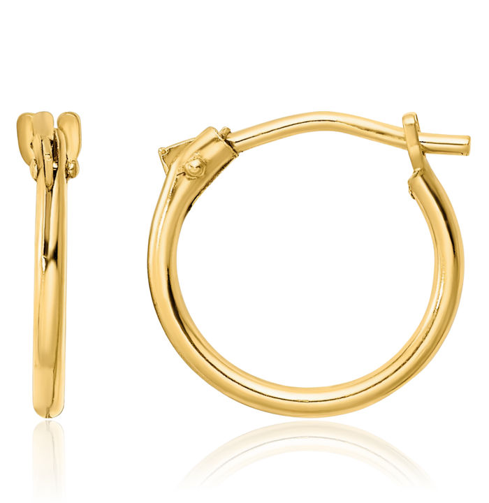 14K Solid Yellow Gold Huggie Mini Hoop Earrings