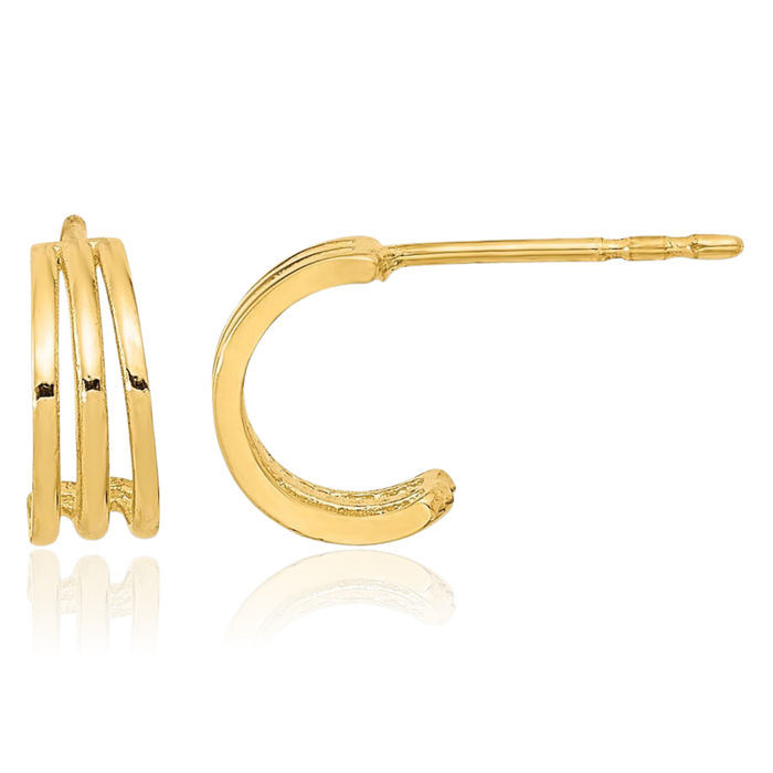 14K Solid Yellow Gold Huggie Mini Hoop Earrings