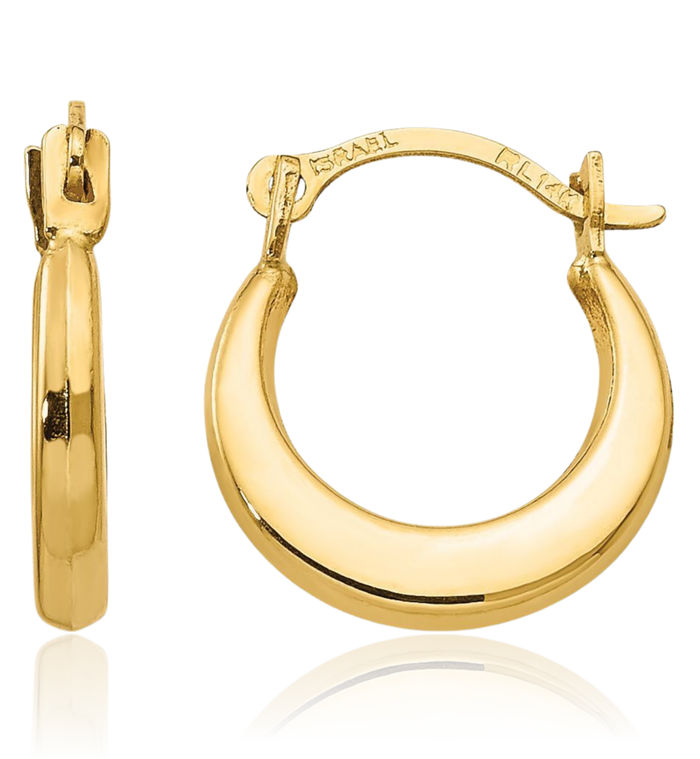 14K Solid Yellow Gold Huggie Small Hoop Earrings