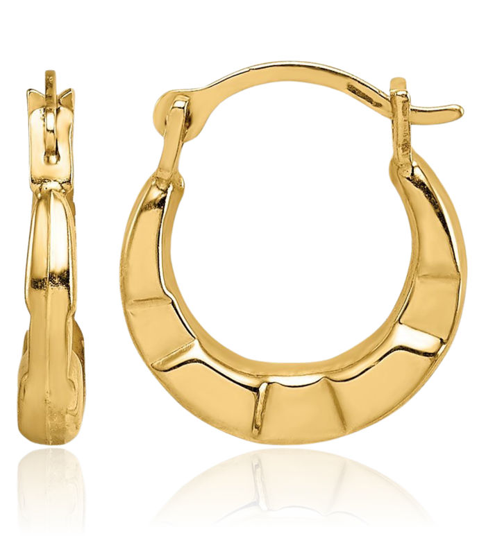 14K Solid Yellow Gold Huggie Small Hoop Earrings