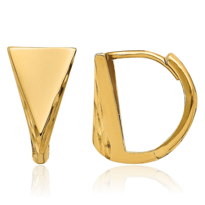 14K Solid Yellow Gold Huggie Small Hoop Earrings
