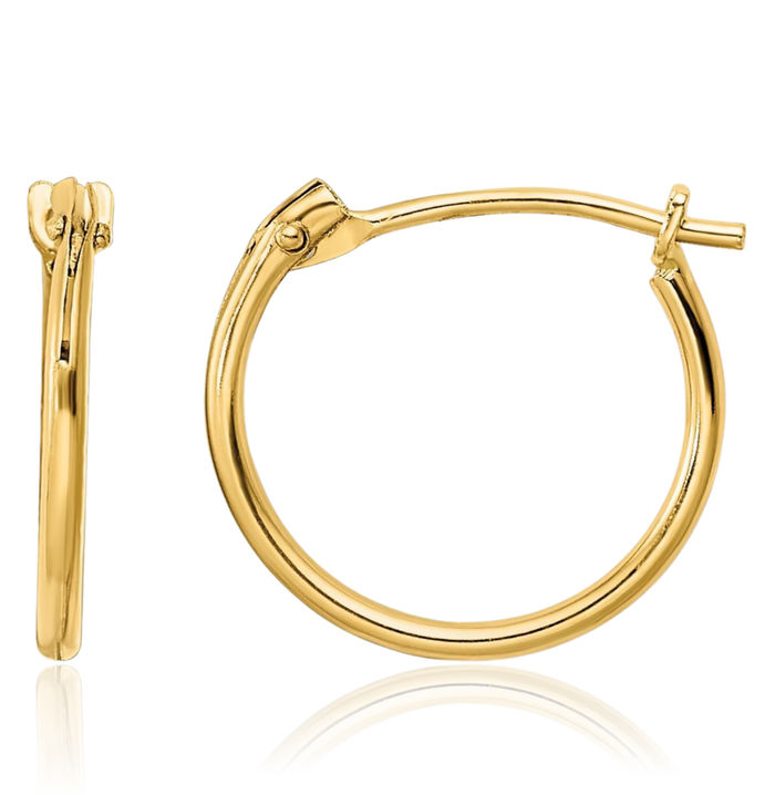 14K Solid Yellow Gold Huggie Small Hoop Earrings