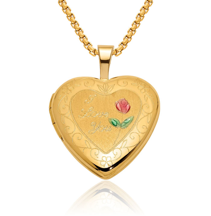 14K Yellow Gold Heart Locket Pendant By Ioka – Made In USA, Nickel-Free