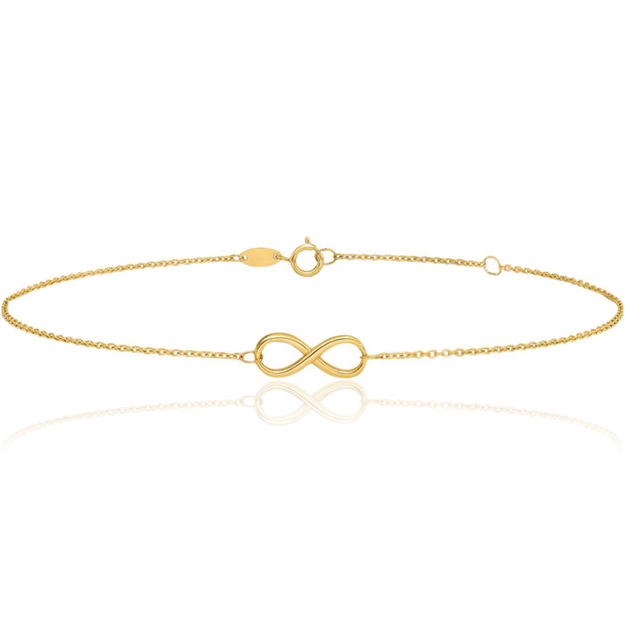 14K Solid Yellow Gold Infinity Twisted Love Knot Symbol Anklet Summer Beach Foot Ankle Bracelet