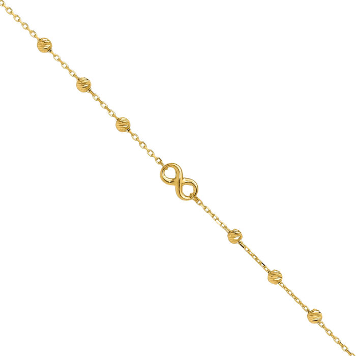 14K Solid Yellow Gold Infinity Twisted Love Knot Symbol Anklet Summer Beach Foot Ankle Bracelet