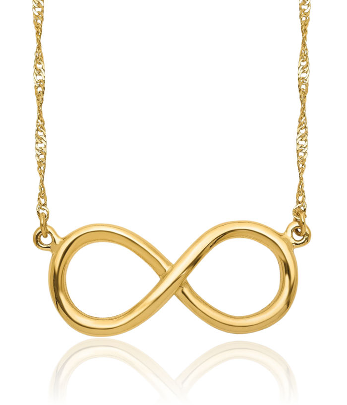 14K Solid Yellow Gold Infinity Twisted Love Knot Symbol Chain Necklace