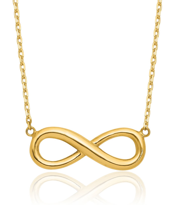 14K Solid Yellow Gold Infinity Twisted Love Knot Symbol Necklace Chain