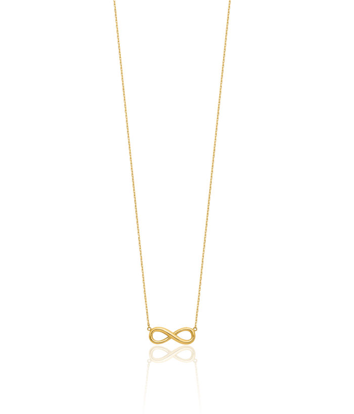 14K Solid Yellow Gold Infinity Twisted Love Knot Symbol Necklace Chain