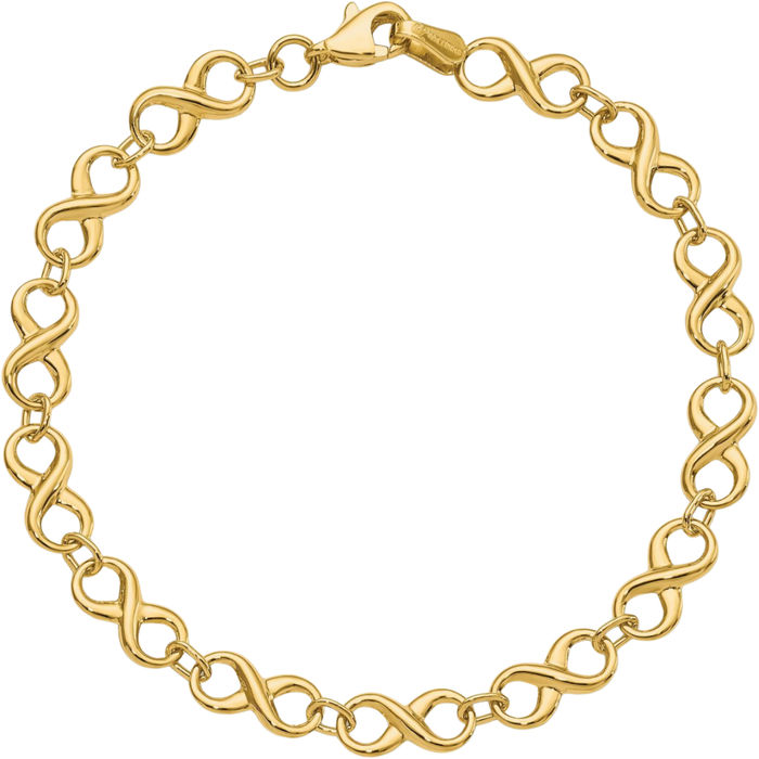 14K Solid Yellow Gold Infinity Twisted Love Knot Symbol Chain Charm Bracelet