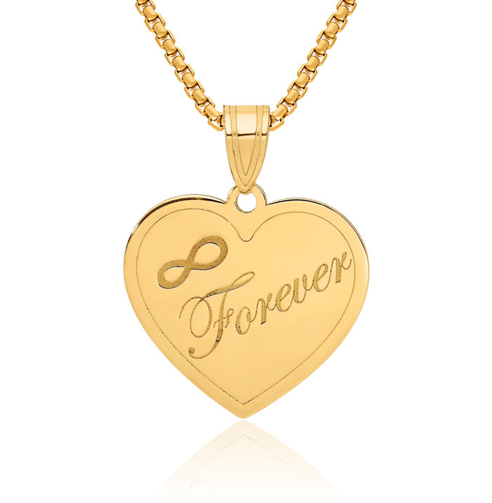 14K Solid Yellow Gold Infinity Twisted Love Knot Symbol Forever Necklace Chain Pendant Charm Heart