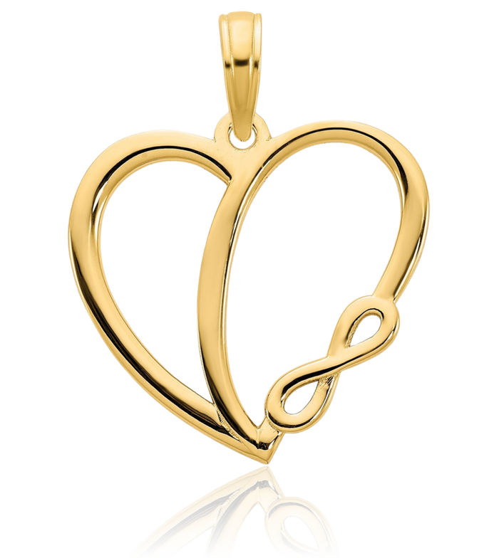 14K Solid Yellow Gold Infinity Twisted Love Knot Symbol Heart Necklace Chain Pendant Charm