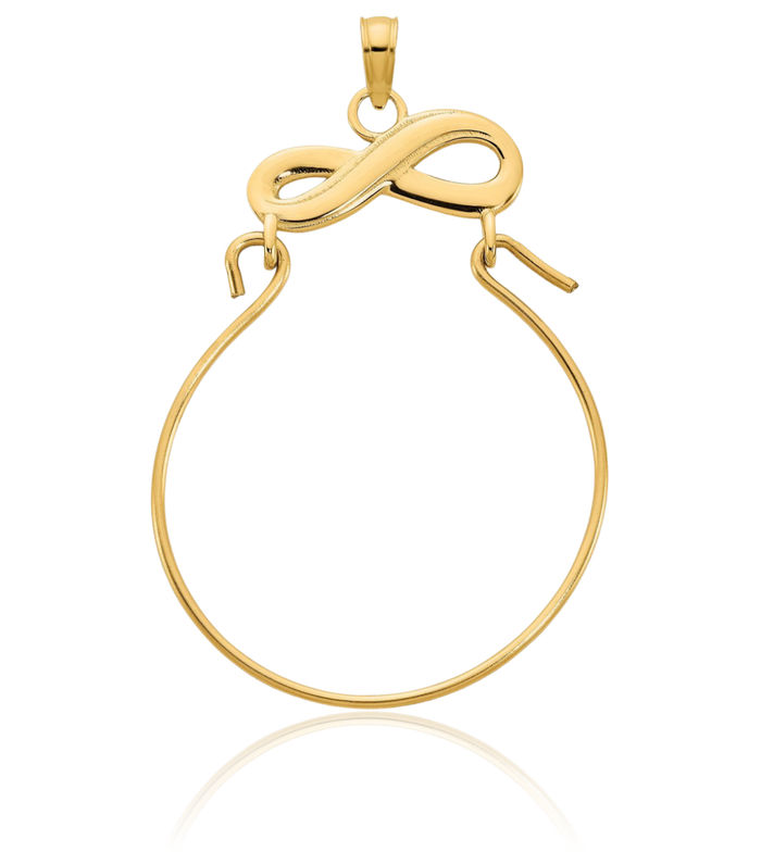 14K Solid Yellow Gold Infinity Twisted Love Knot Symbol Necklace Chain Pendant Charm Holder