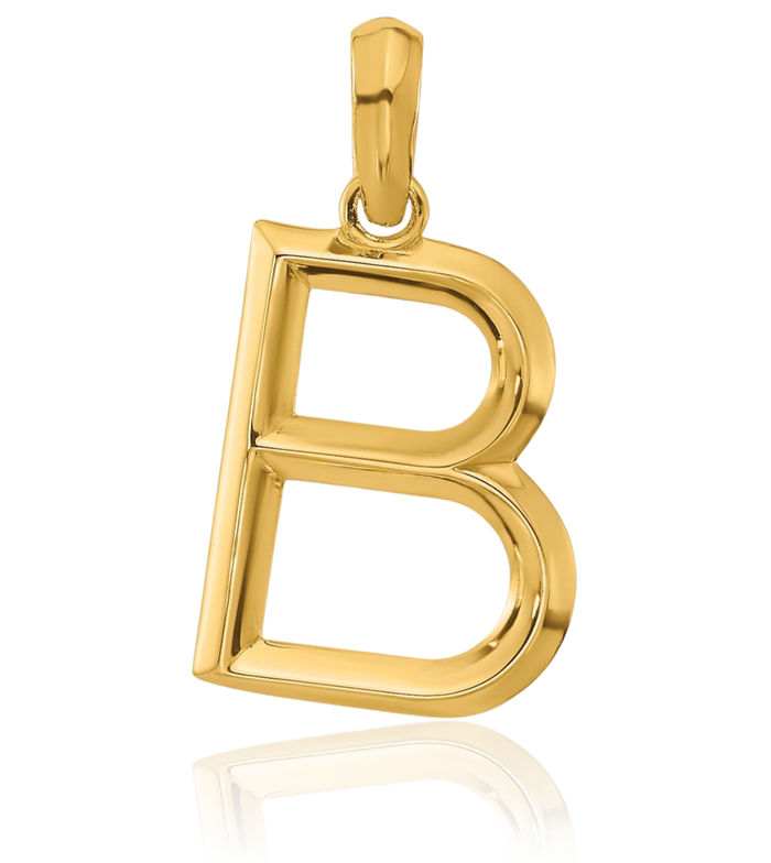 14K Solid Yellow Gold Initial B Necklace Chain Pendant Charm