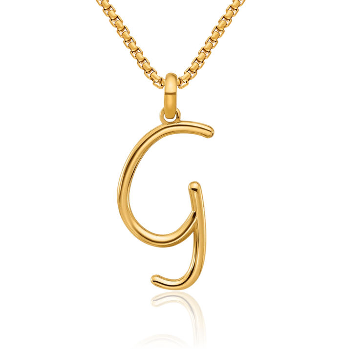 14K Solid Yellow Gold Initial G Necklace Chain Pendant Charm