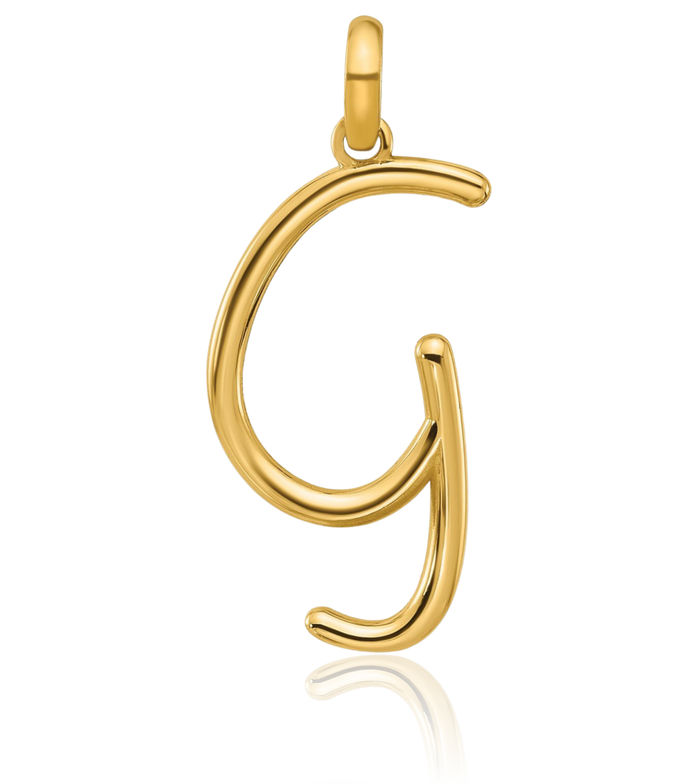 14K Solid Yellow Gold Initial G Necklace Chain Pendant Charm