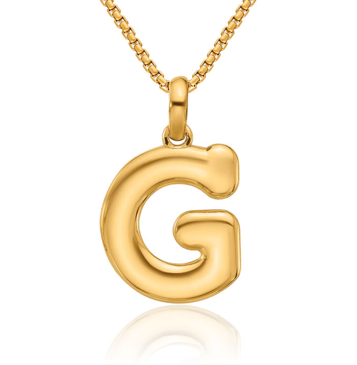 Solid 14K Yellow Gold Initial Letter G Charm Pendant - Personalized Alphabet Jewelry - Gift Ready - View #8