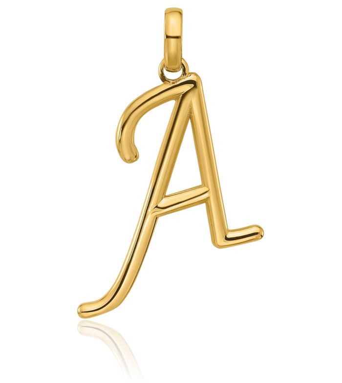 14K Solid Yellow Gold Initial Necklace Chain Pendant Charm