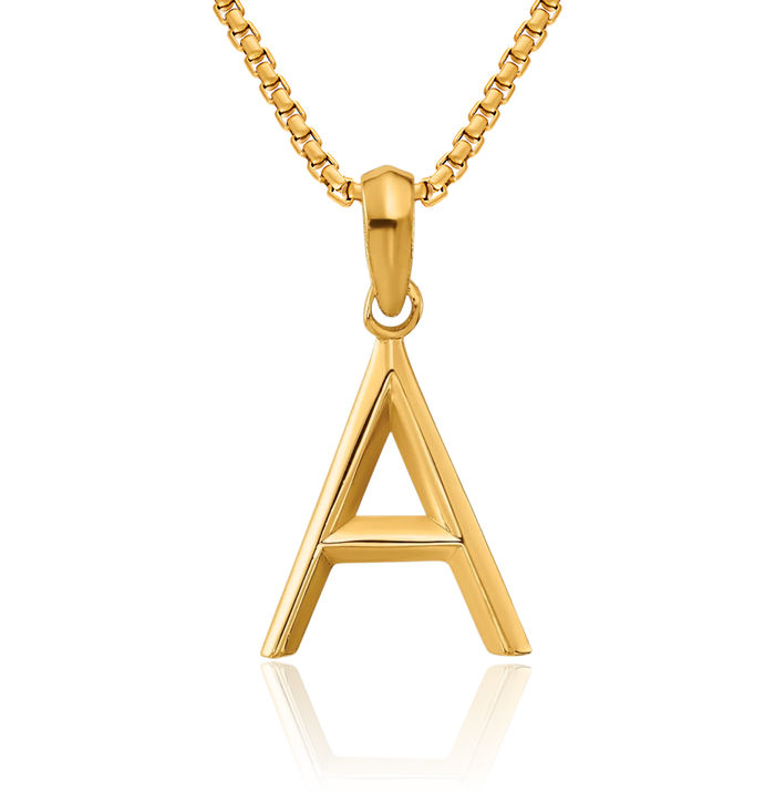 14K Solid Yellow Gold Initial Necklace Chain Pendant Charm