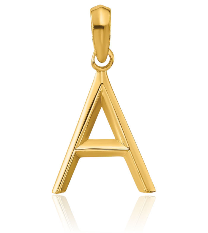 14K Solid Yellow Gold Initial Necklace Chain Pendant Charm