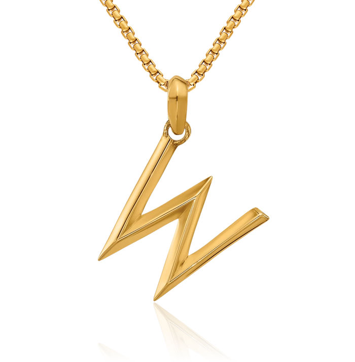 14K Solid Yellow Gold Initial W Necklace Chain Pendant Charm