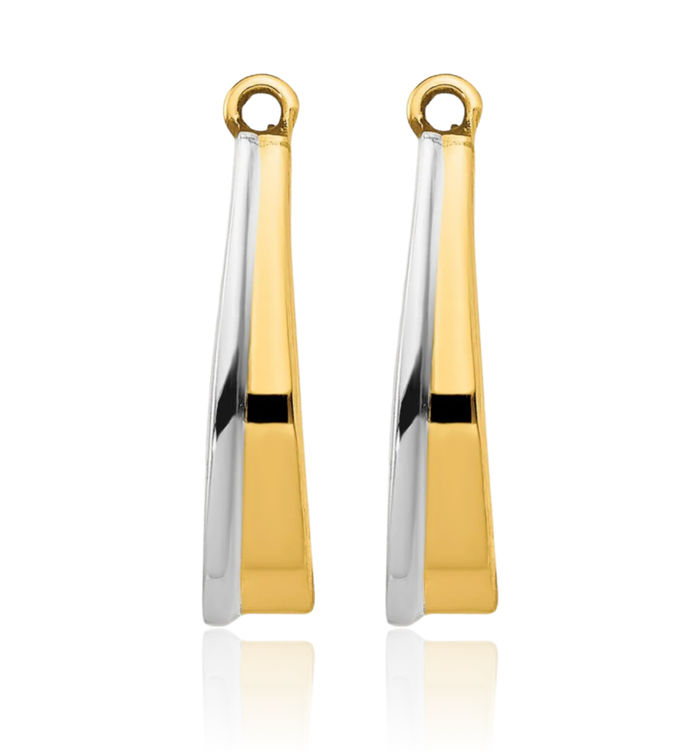 14K Solid Yellow Gold J Hoop Earring Jackets for Studs