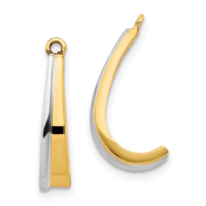 14K Solid Yellow Gold J Hoop Earring Jackets for Studs