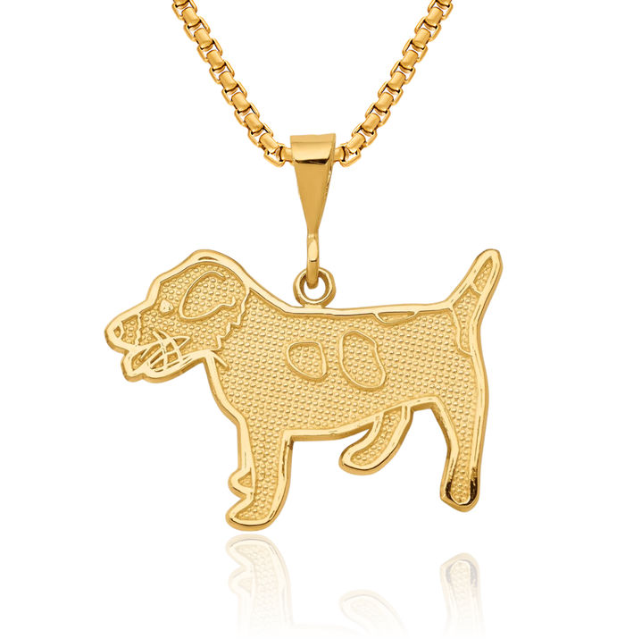14K Solid Yellow Gold Jack Russell Terrier Dog Necklace Chain Pendant Charm