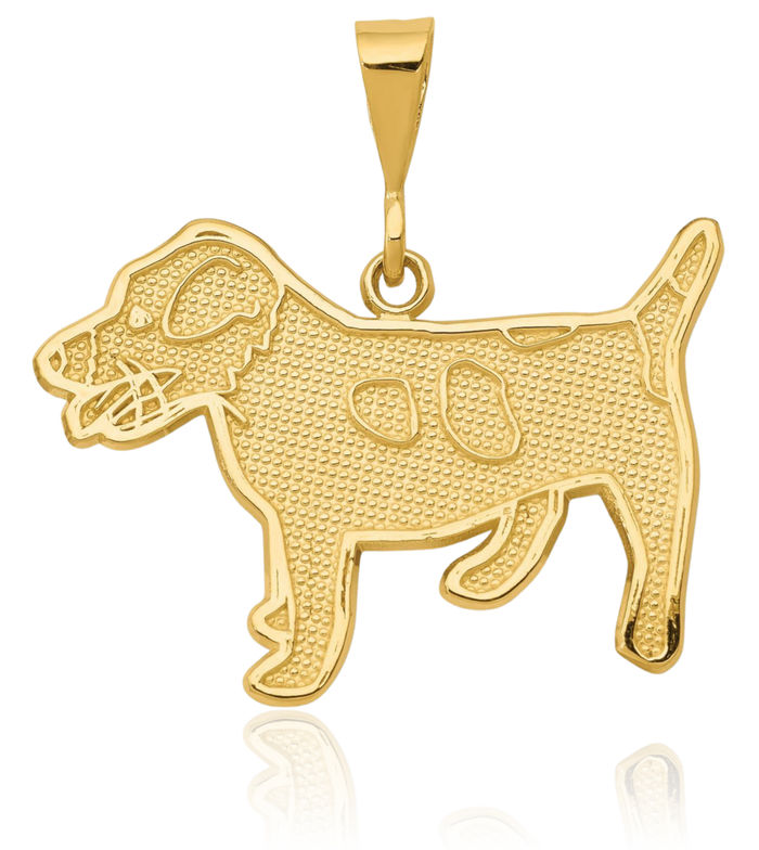 14K Solid Yellow Gold Jack Russell Terrier Dog Necklace Chain Pendant Charm