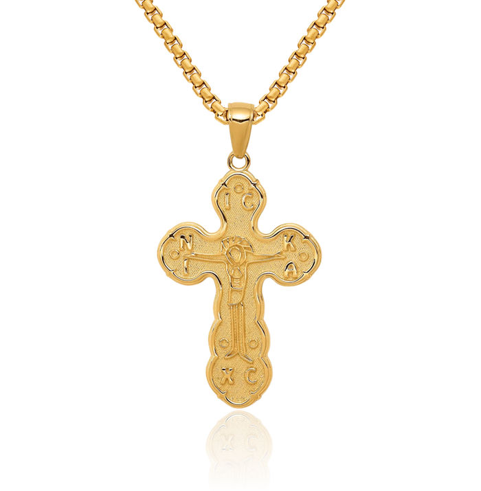 14K Solid Yellow Gold Lord Jesus Christ Crucifix Holy Cross Necklace Religious Chain Pendant Charm