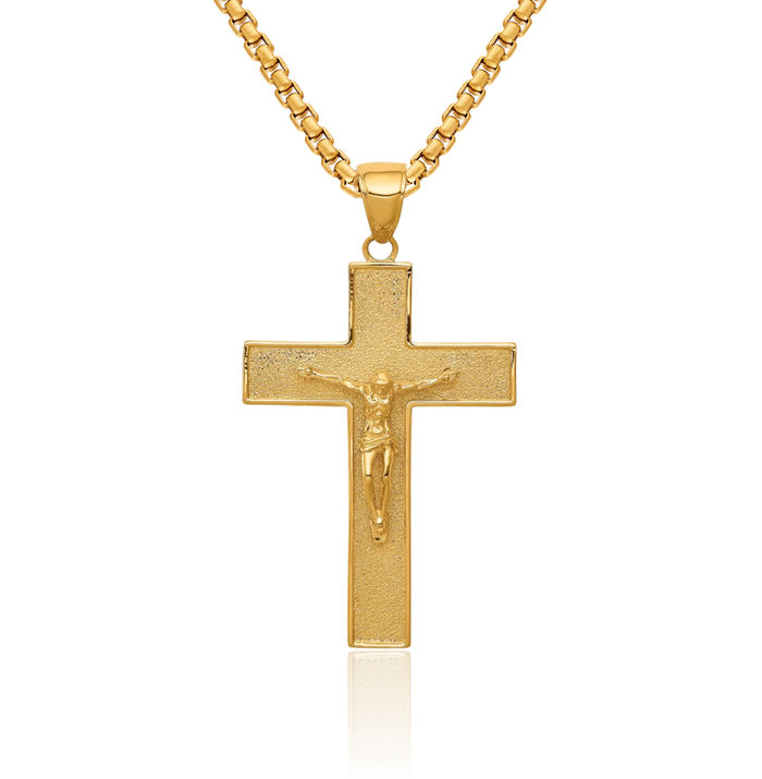 14K Solid Yellow Gold Lord Jesus Christ Crucifix Holy Cross Latin Mexican Necklace Religious Chain Pendant Christian Charm