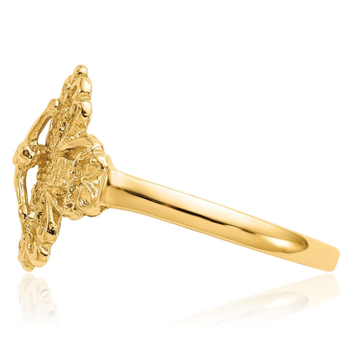 14K Solid Yellow Gold Lord Jesus Christ Crucifix Holy Cross Ring Christian Religious Band