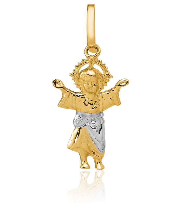14K Solid Yellow Gold Jesus Christ Head Face Medal Necklace Religious Chain Pendant Christian Faith Charm