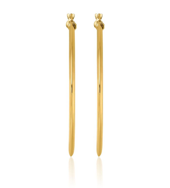 14K Solid Yellow Gold Knife Edge 1.8x44.25mm Round Large Hoop Earrings