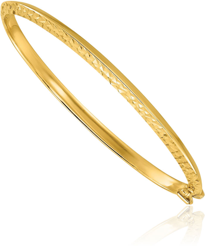 14K Solid Yellow Gold Knife Edge Bangle Bracelet