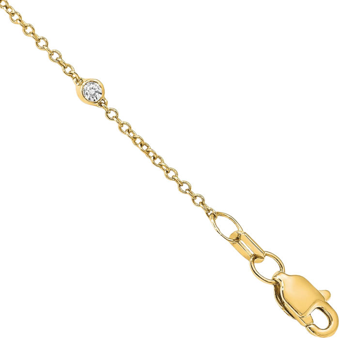 14K Solid Yellow Gold Lab Diamond 16 Station Necklace Chain